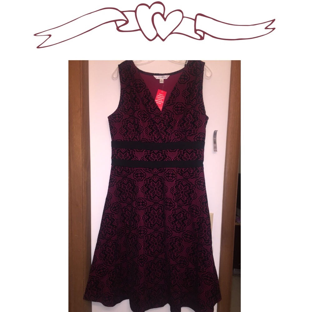 Beautiful Red Black Floral Dress NWT